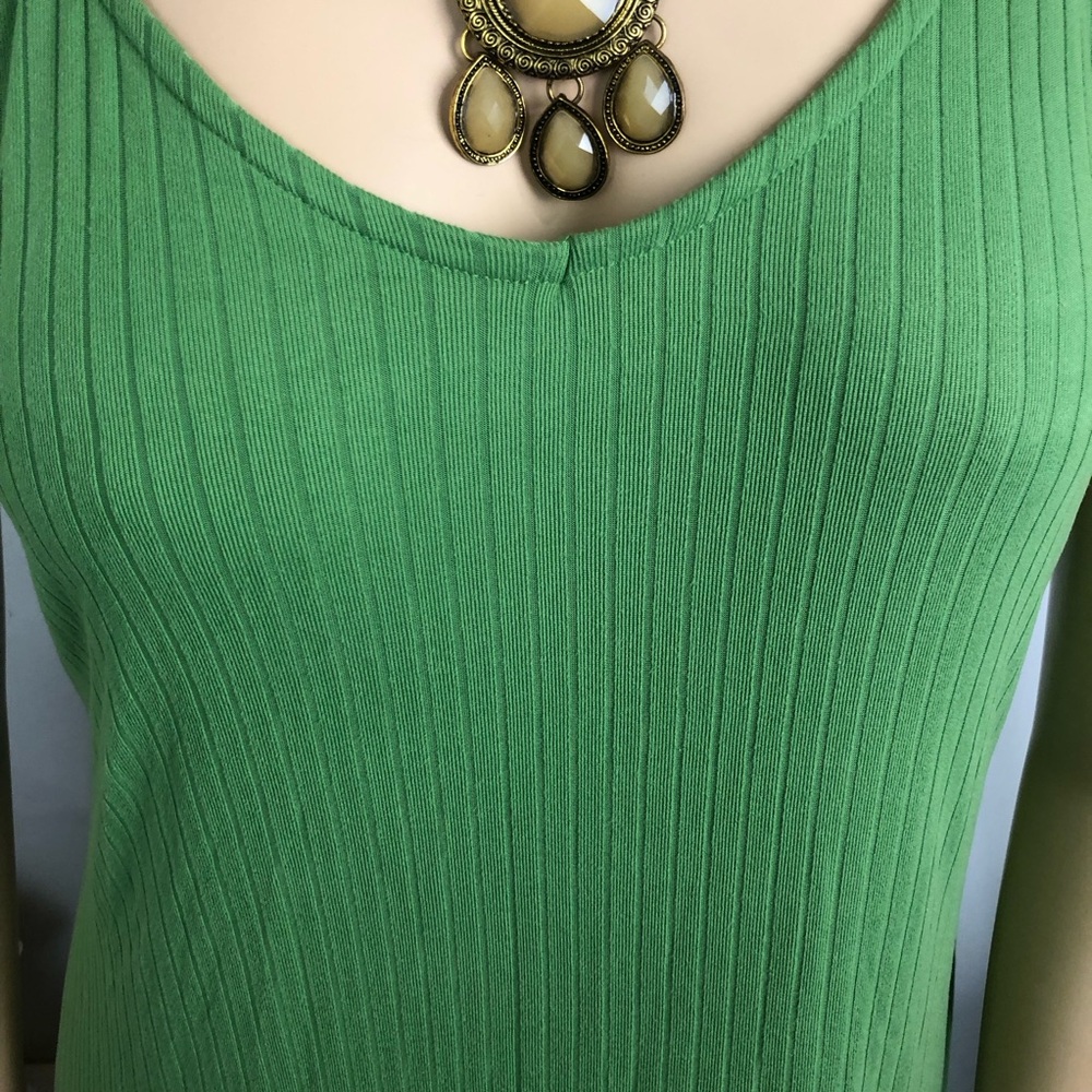 2x Plus Size Solid Light Green Ribbed Sleeveless … - image 3